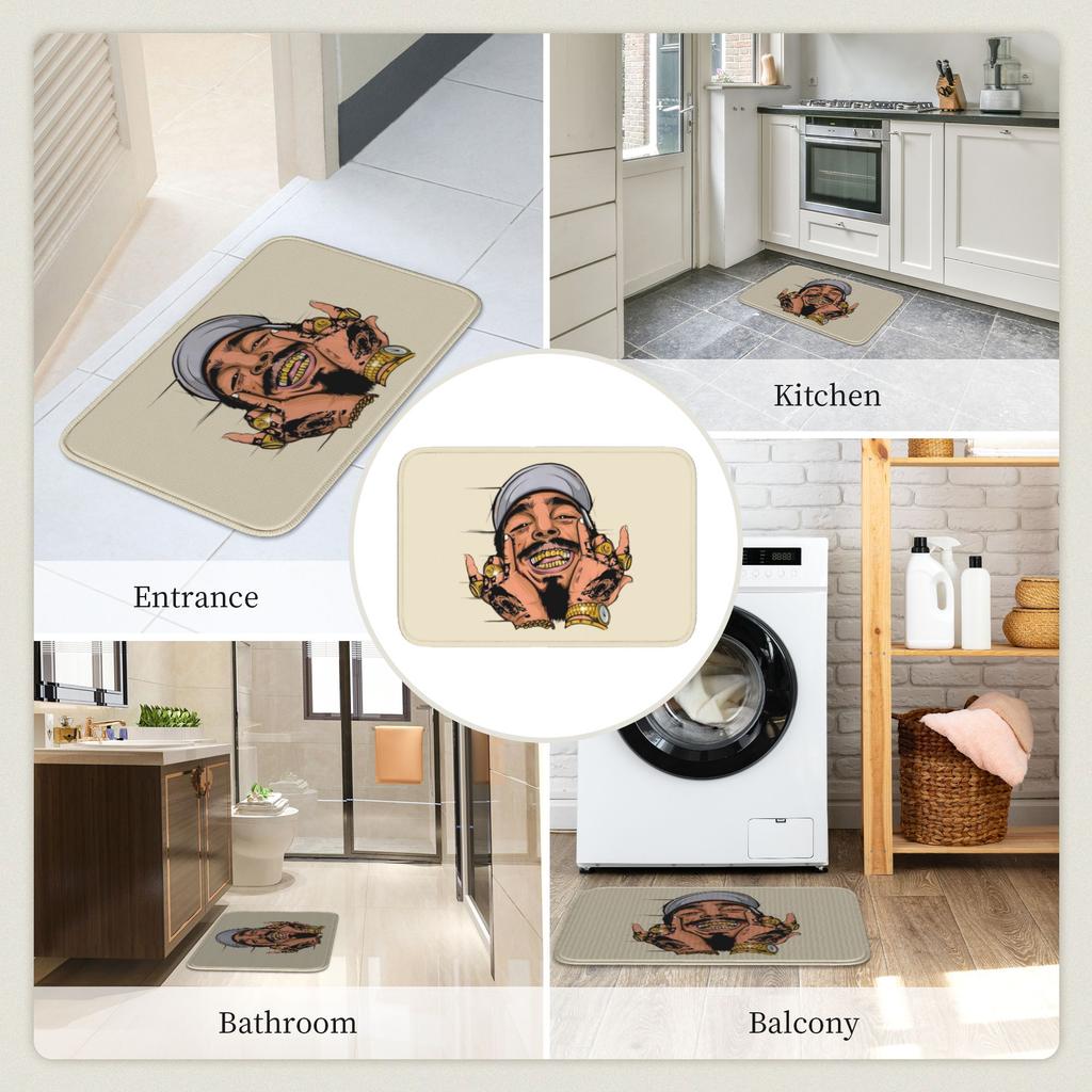Custom Posts Malones American Popular Rapper Front Door Floor Entrance Mat Indoor Bath Kitchen Doormat Garage Carpet Rug