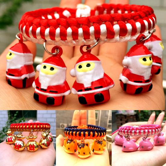Fashion Braided Dog Collar with Cartoon Figure Bells Puppy Necklace Pet Supply