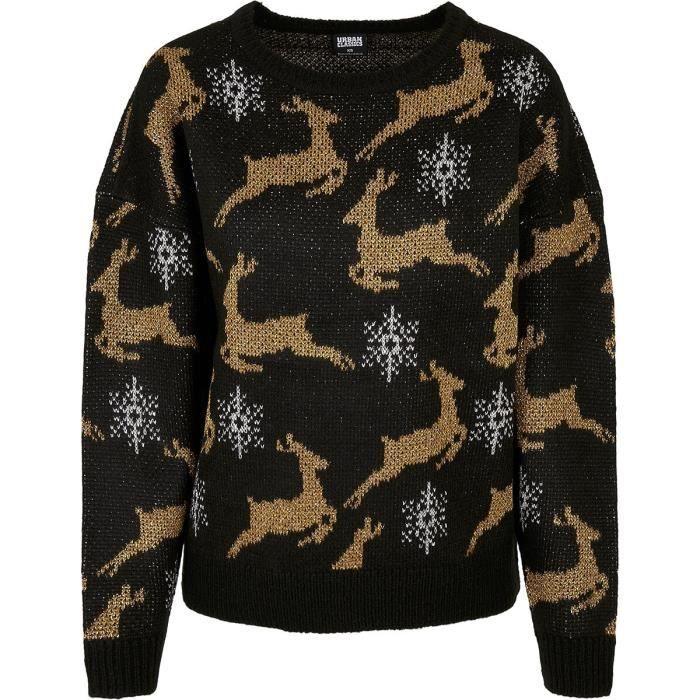Pull De Noël Oversize Femme - Urban Classics - Noir - Col arrondi - Pour Adulte