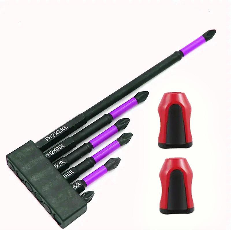 Shock-resistant Magnetic Phillips Screwdriver Bits with Anti-slip Teeth