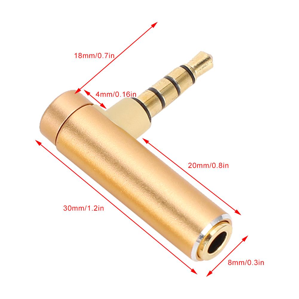 2PCS 3.5mm Male to Female Adapter Right Angle Stereo Headphone Cable Plug