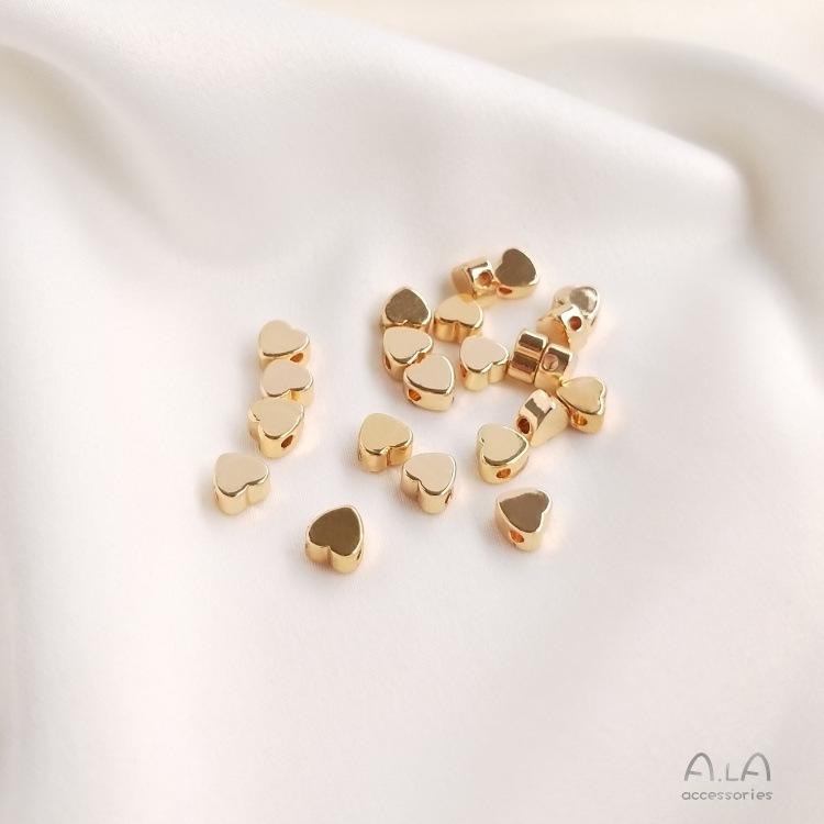 14K Gold-Filled Heart-Shaped Spacer Beads, Color-Preserving, Perfect for DIY Jewelry and Charms