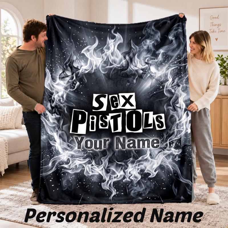 Sex Pistols Personalized Flannel Blanket Custom Name Text Soft Throw Blanket Home Decor