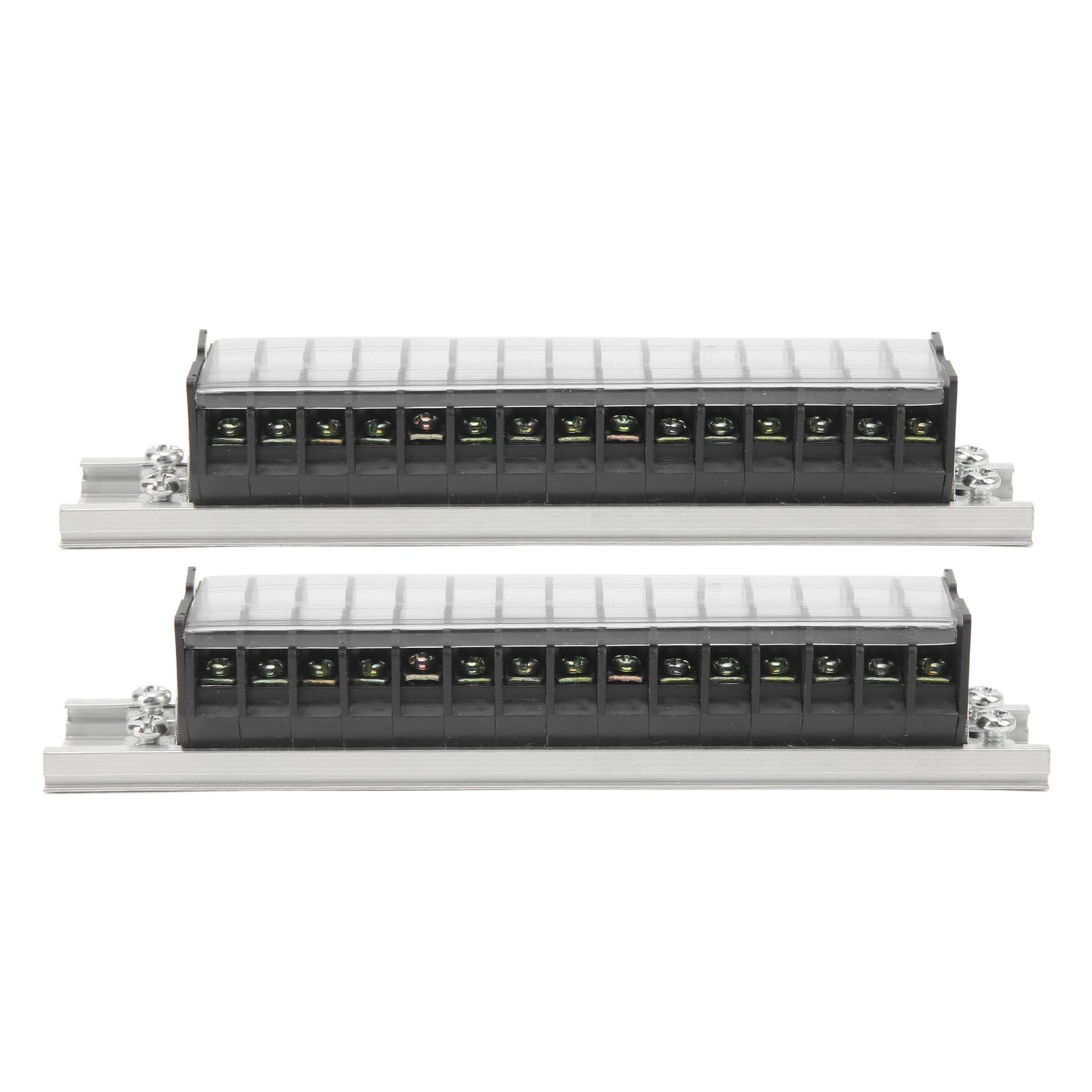

2pcs Dual Row Terminal Strip 660V 15A 10 Positions Terminal Barrier Strip with Cover T1515