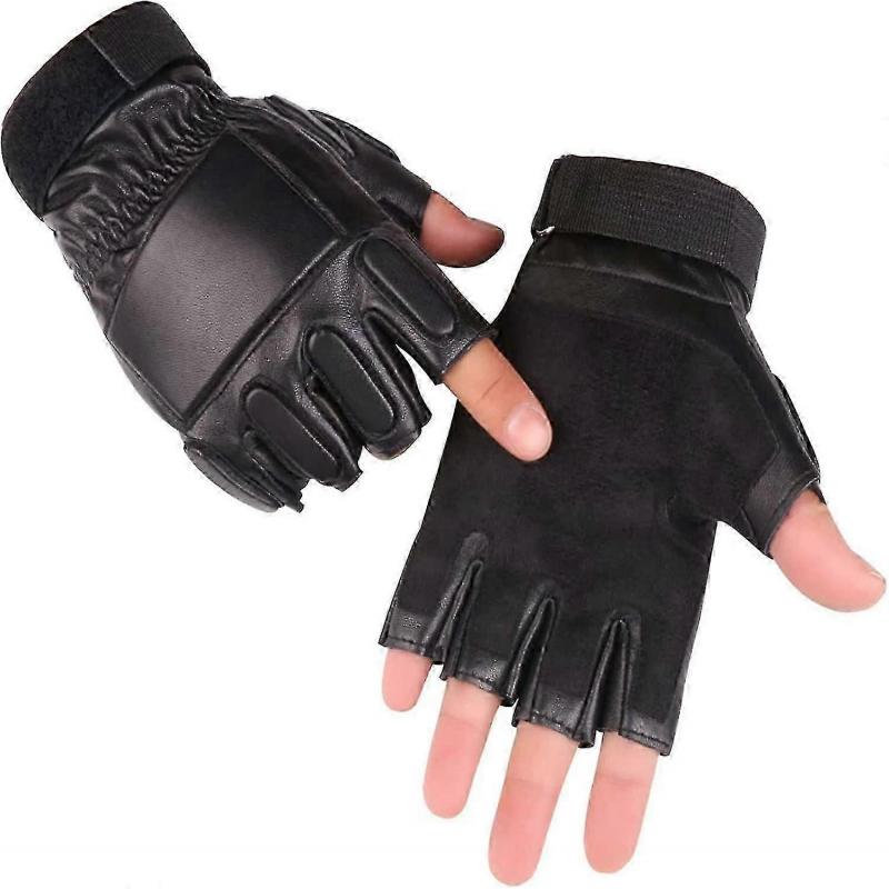 Fingerless Genuine Leather Men Gloves - Long Keeper Half Finger Driving Cycling Bike Motorcycle Outdoor Sport Gloves