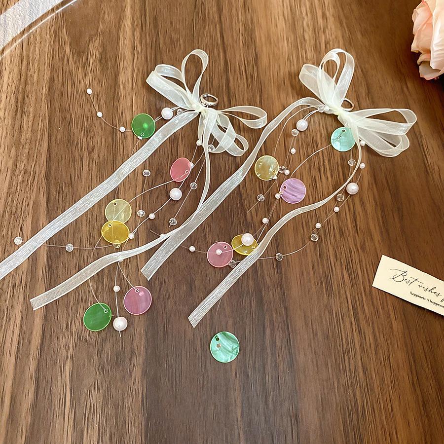 Seaside vacation style flower shell fringed long earrings stud earrings women's earrings design sense