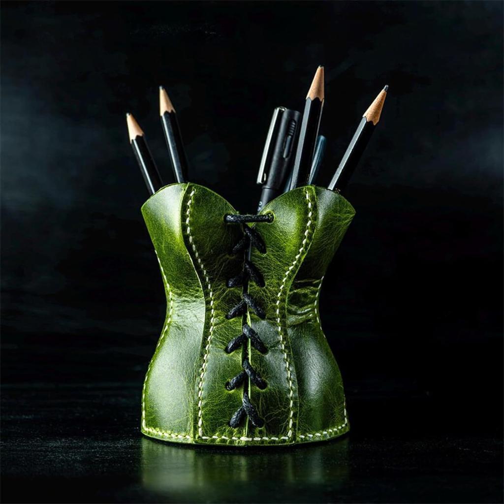 Vintage Leather Corset-Style Pencil Cup Creative Stationery Gift