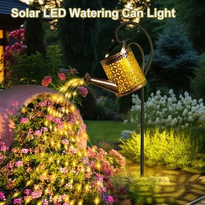 Solar-Feen-Gießkannen-Lichter, Vintage-Metall-Gartendekor, Outdoor-Solar-Hängekessel-Licht, wasserdichte Villa-Hof-Dekoration