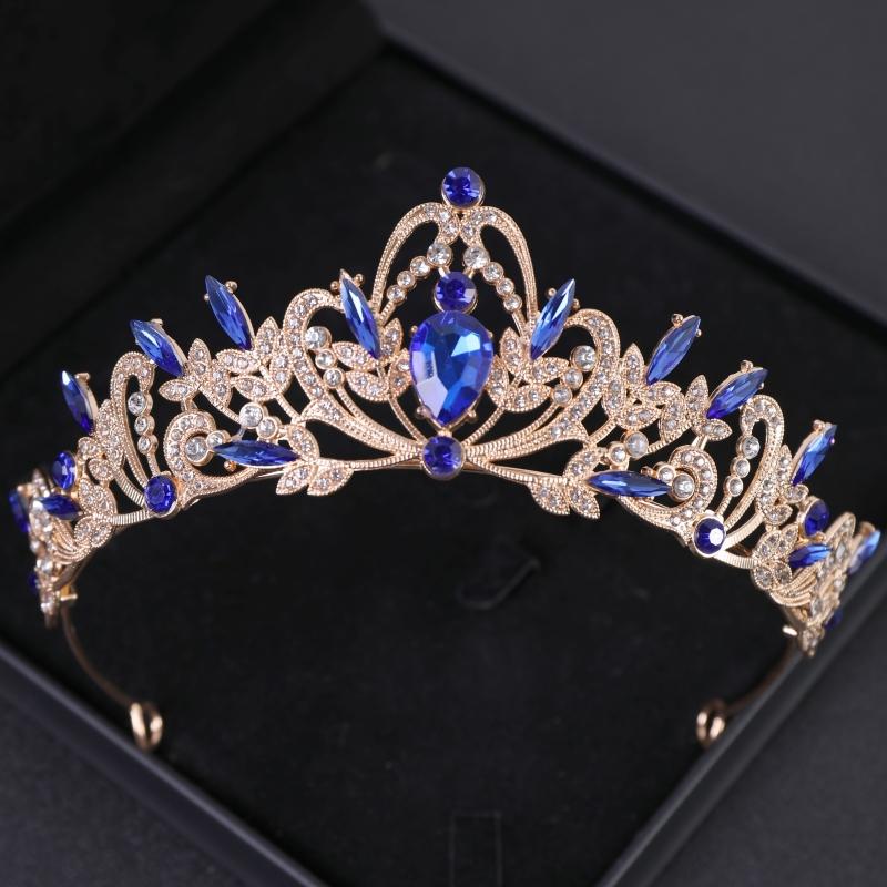 Bridal Headwear Full of Baroque Atmosphere Classical Gold-colour Ladies' Crown for Wedding Bride and Girl Birthday