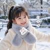 Cartoon Rabbit Girls Winter Scarfs Solid Color Wool Scarf New Knitted Scarf  Women