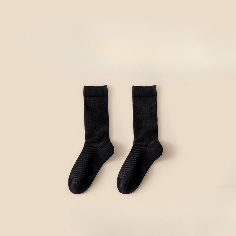 Chaussettes de sport épaissies en pur coton de couleur unie pour femmes, printemps et automne