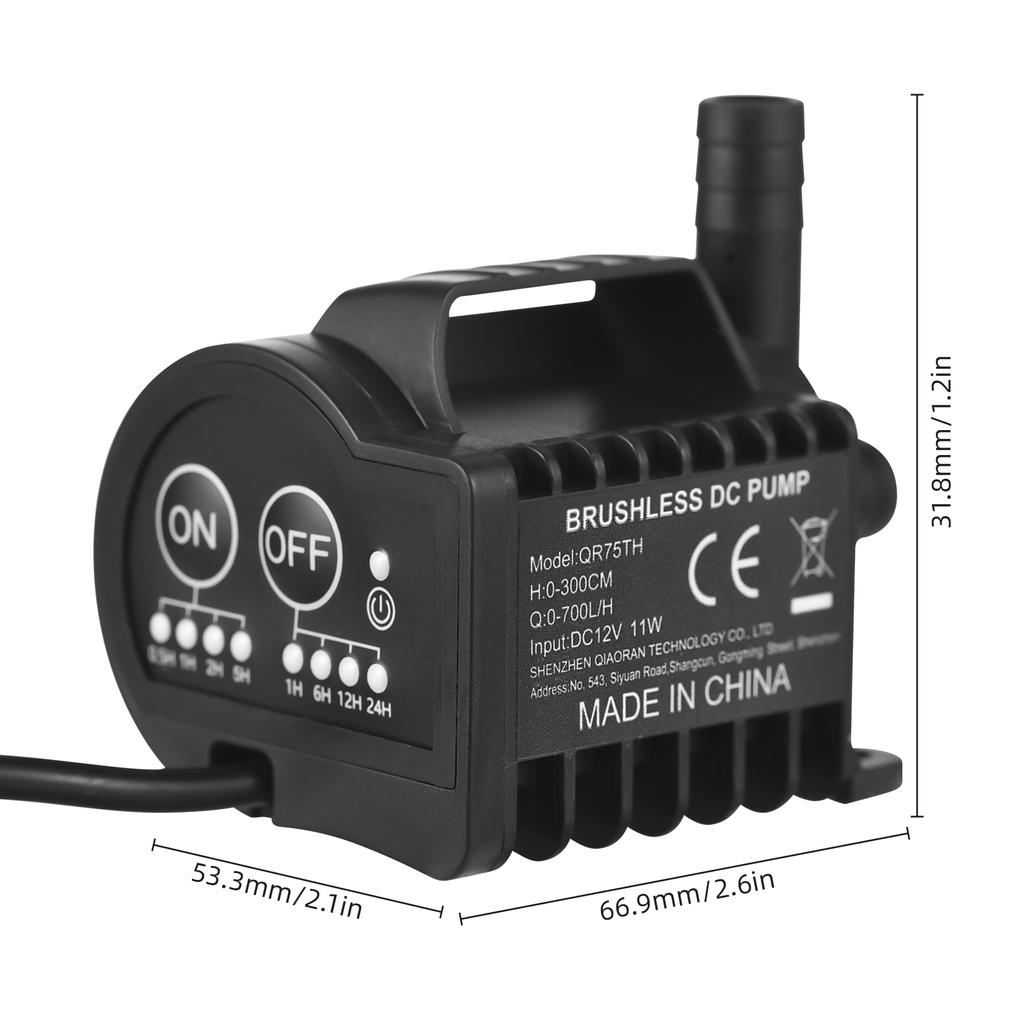 Mini 12V Water Pump with 4 Gear On/Off Timing, Acceleration and Deceleration Function, Max 700L/H