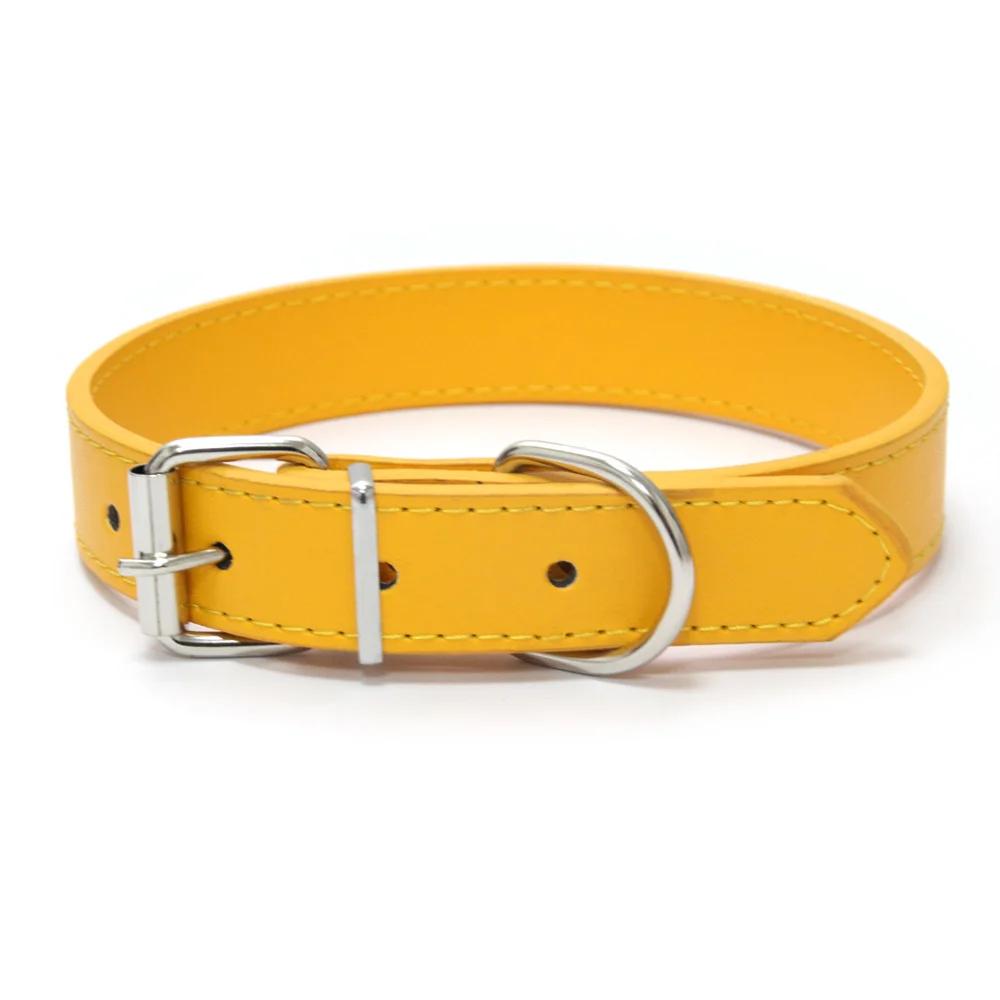 Coleira de couro de cor sólida para cachorro, colar ajustável para gato, alça de pescoço para filhotes, adequada para cães médios e pequenos, suprimentos para animais de estimação XS-XL