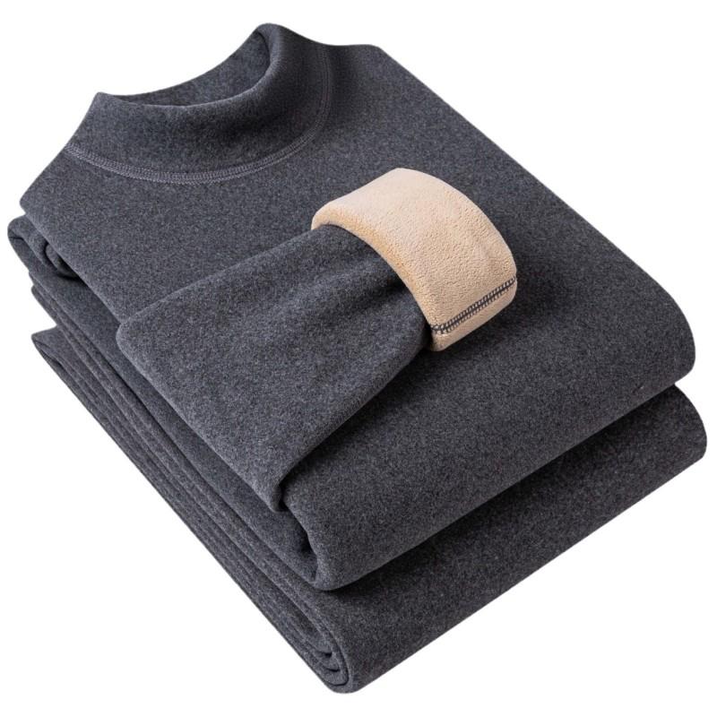 Thick Thermal Underwear Set Men Women Half Turtleneck Long Sleeve Top Pants Fleece Lined Warm Base Layer