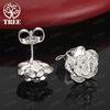 Beautiful 925 Sterling Silver Flower Stud Earrings For Women Elegant Jewelry Birthday Wedding Engagement Party Gift Accessories