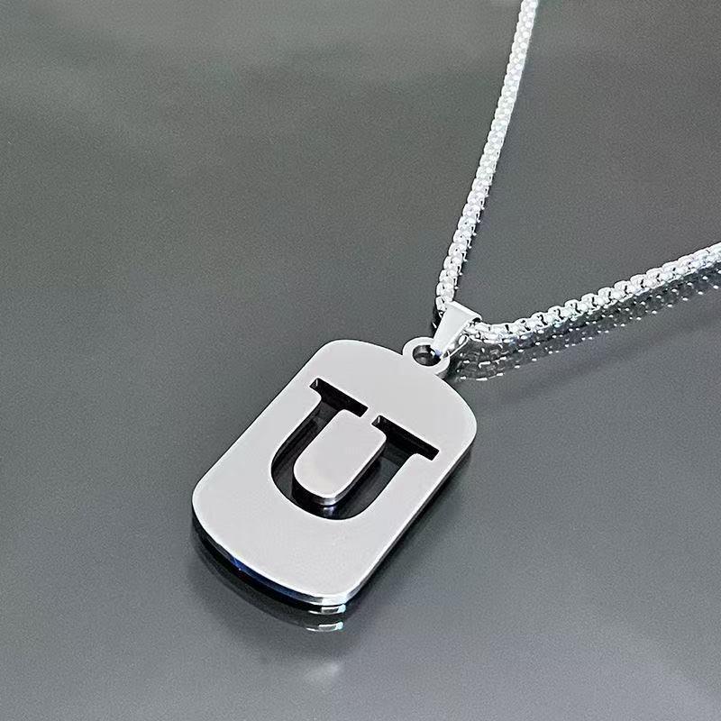 Simple Titanium Steel 26-Letter Necklace for Men and Women - Trendy Minimalist Design