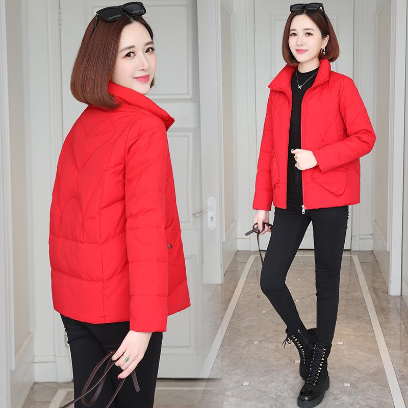 

Женская куртка из хлопка с пухом для миниатюрных - Зимний стиль 2024, Универсальное легкое пальто для осени и зимы XL (55-60kg) красный