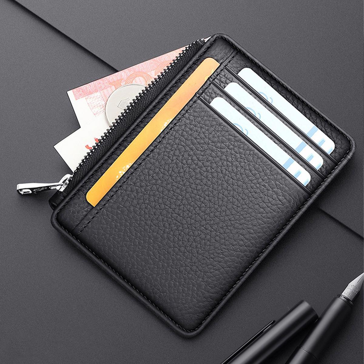 

Обложка для карт из ПУ Большая вместимость ультратонкий изысканный простой кошелек для монет с несколькими картами сумка для ID-карты кредитной карты чёрный