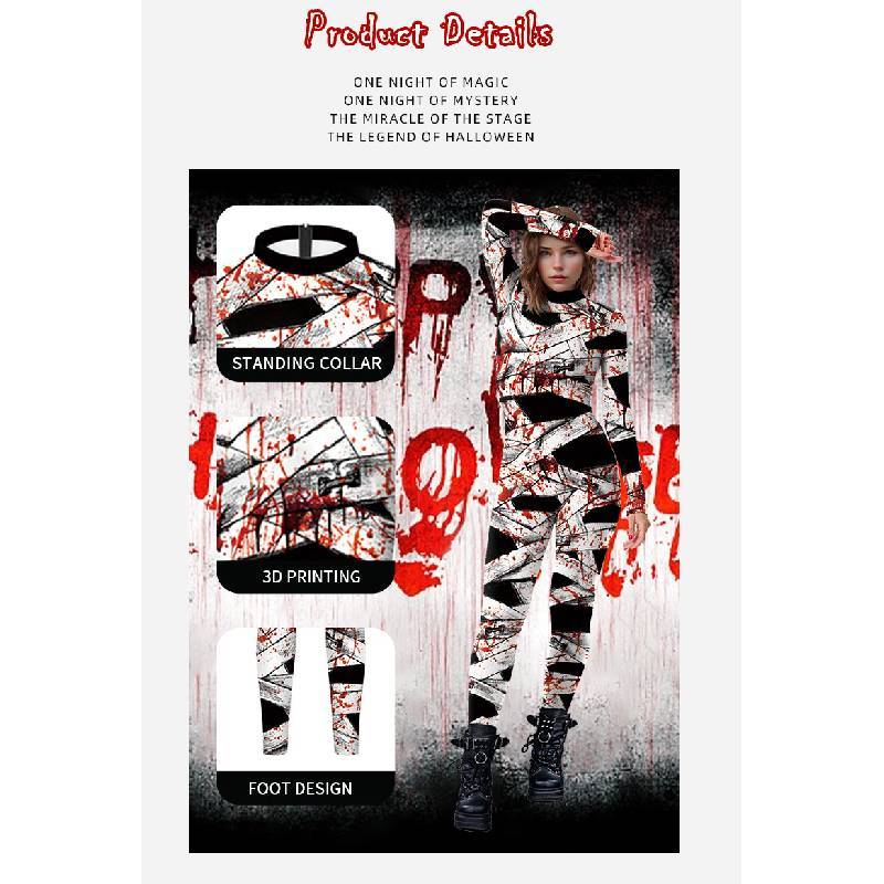 Tuta Horror di Halloween con Macchie di Sangue e Stampa Digitale per Spettacolo Teatrale
