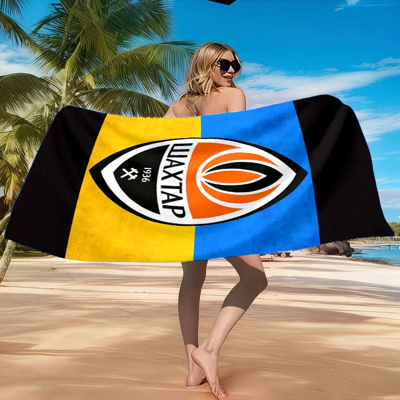 Asciugamano da Spiaggia con Design dello Stemma dello Shakhtar Donetsk, Asciugatura Rapida, Facile da Curare, Adatto Sia per il Fitness che per le Vacanze al Mare, Essenziale per lo Sport