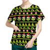 Women's Short Sleeved Patterned Pockets, Work Print Stand Up Collar, Single Breasted Protective Clothing, Cardigan Jacket, Top