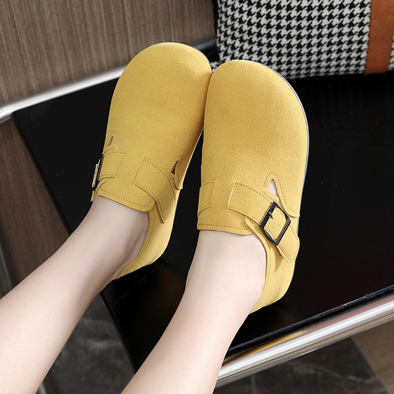 [Customized] ZY8583 new board shoes 2025 spring and autumn season belt buckle versatile suede women's shoes casual thin sole resistance