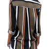 European & American Striped V-Neck Chiffon Long Sleeve Women's Top
