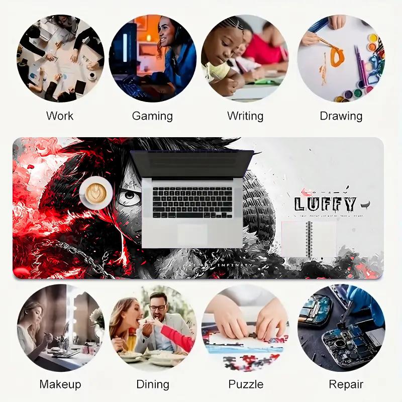 1Pc Powerful Luffy Artwork Gaming Mouse Pad Keyboard Desk Mat Non-slip Rubber Lock Edge Waterproof Computer Mousepad for Office Home Decor S1744