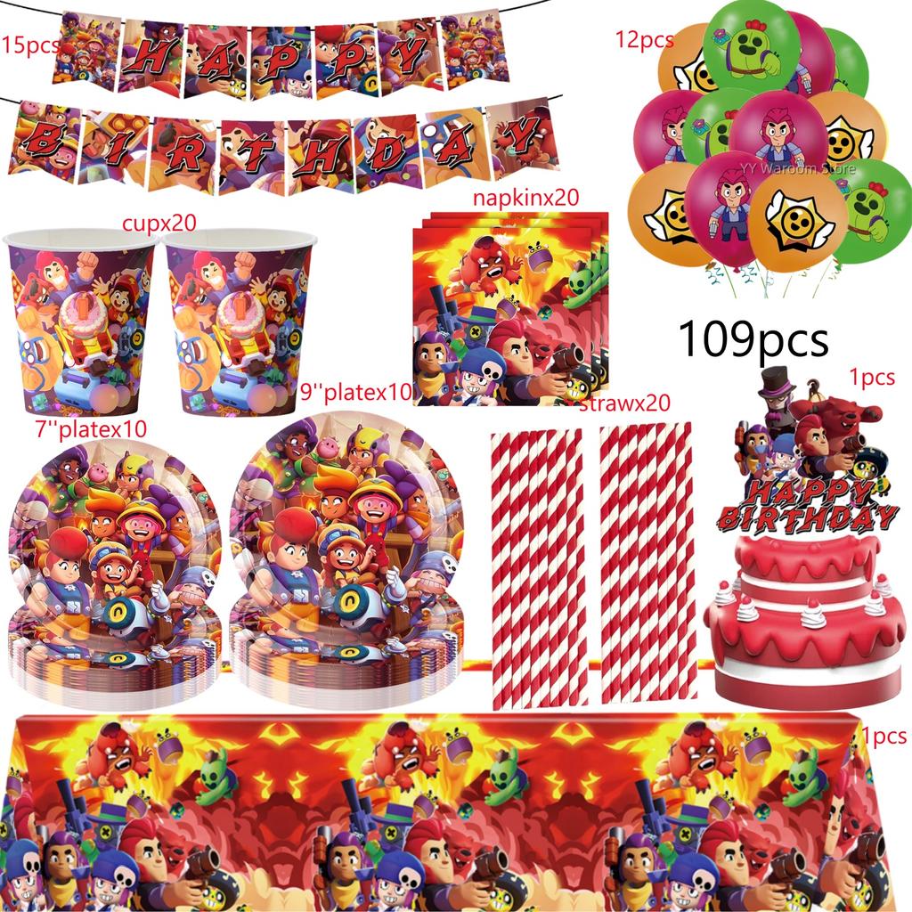 Game thme Birthday Party Decorations Disposable Tableware Tablecloth Plate Cup Napkin Baby Shower Boys Party Favors Supplies