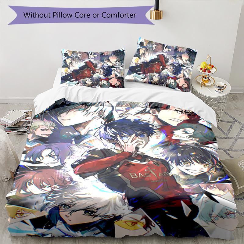 3pcs B-BLUE L-LOCK Themed Duvet Cover Set, Includes 1 Duvet Cover and 2 Pillowcases,Skin-Friendly&Comfortable Fabric,Suitable Bedding Sets