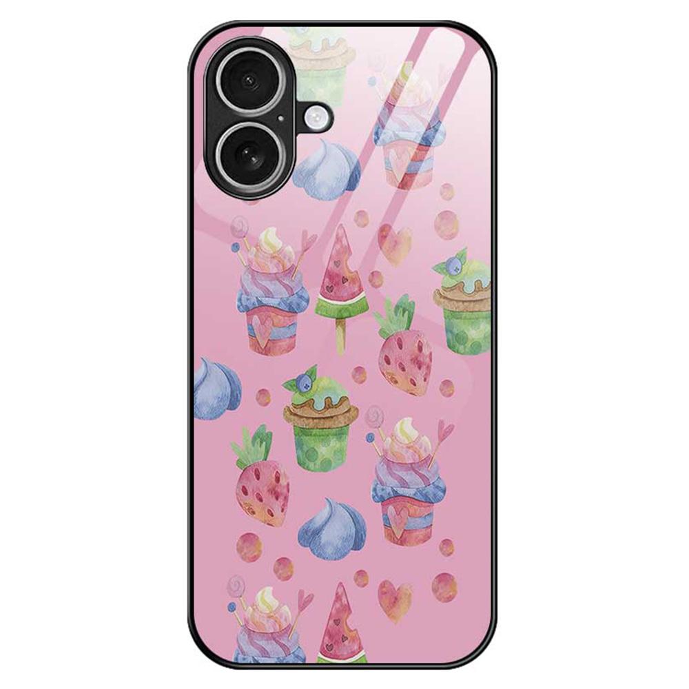 For iPhone 17 Case TPU PC Tempered Glass Pattern Printing Anti Drop Phone Back Cover