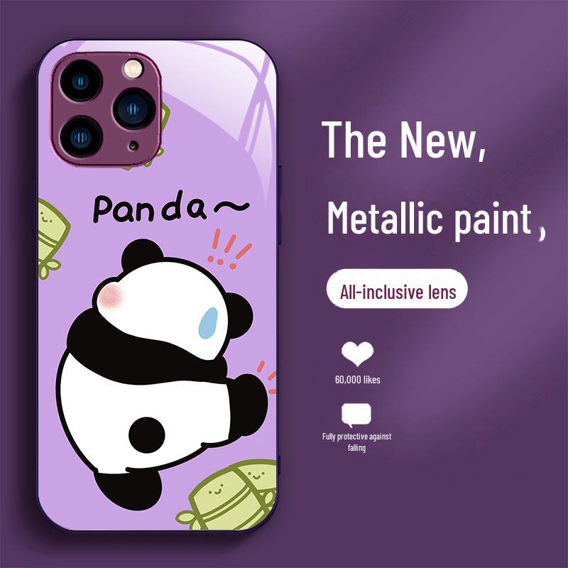

Чехол Cute Panda ProMax Liquid Glass для Apple 11/12/13 с периферийным устройством National Treasure Mini iPhone 13 Mini