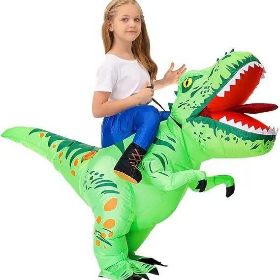 Inflatable Dinosaur Ride-On Costume for Kids - Halloween Parent-Child Activity Prop