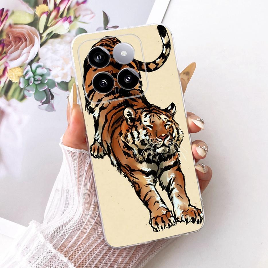 For Xiaomi Mi 14 Pro Case Cute Lion Fashion Painted Cover Soft Silicone Slim Phone Case For Xiaomi 14 Pro Mi14 Pro Fundas Bumper
