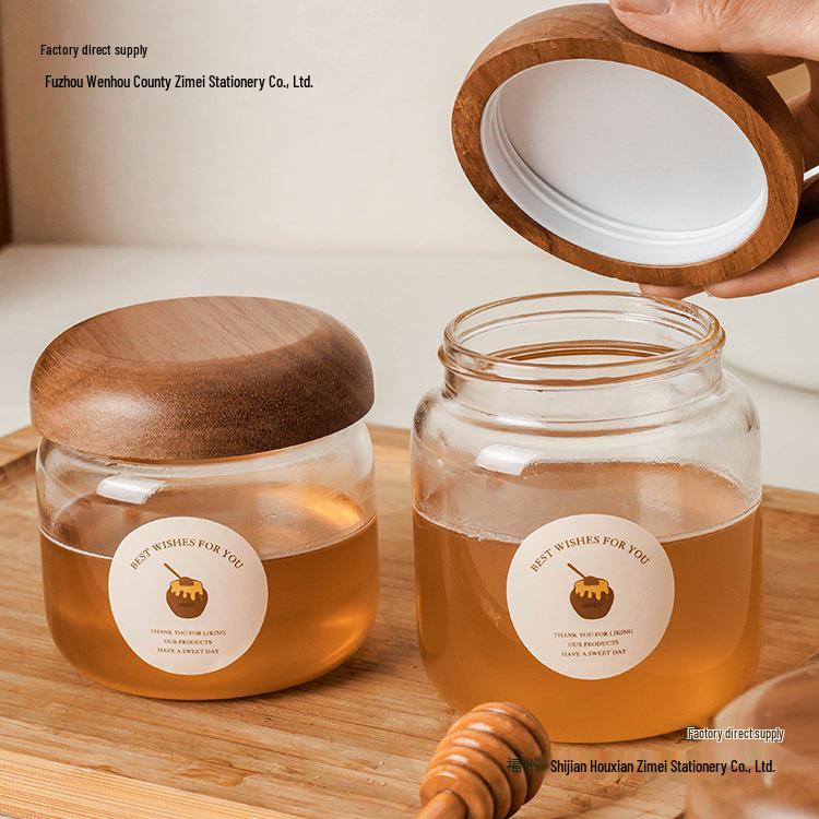 Luftdichtes Glasvorratsglas mit Holzdeckel für Honig, Kaffeebohnen, Marmelade oder Trockenwaren