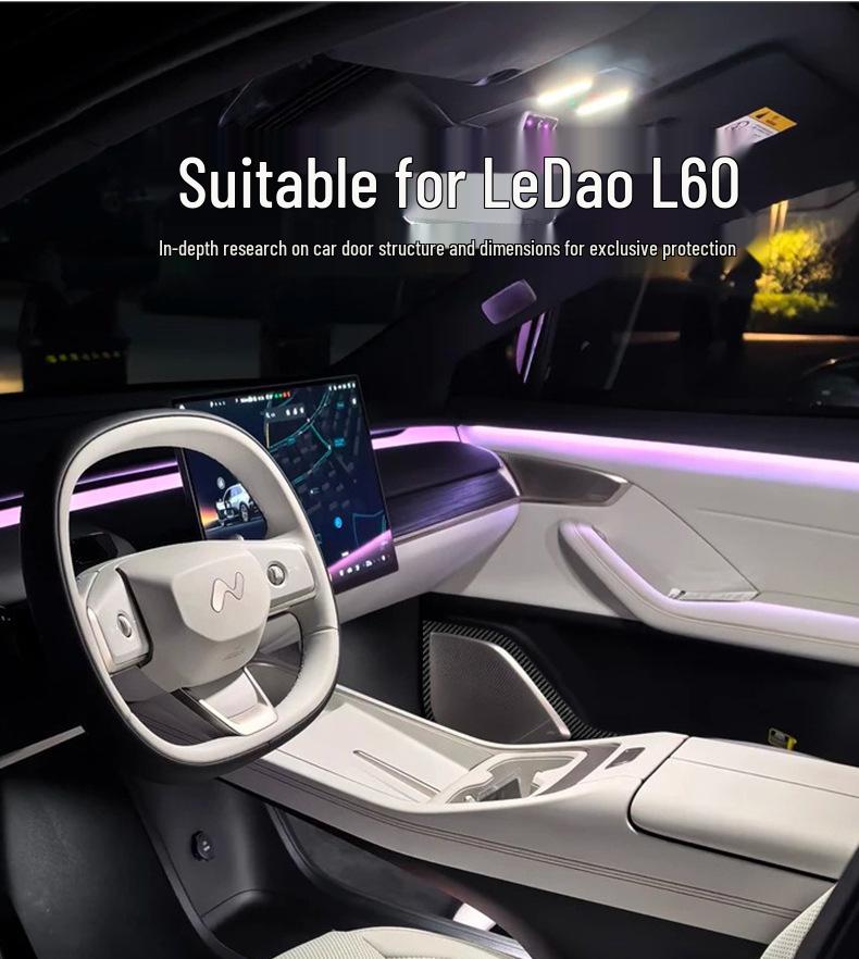 L60 Car Door Kick Mats with Carbon Fiber Texture - Interior Protective Sticker