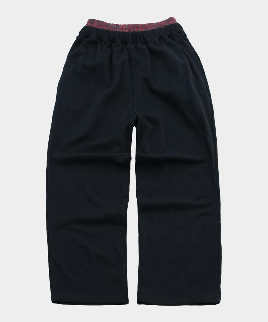SOMEPLACE MAN Check Waist Layered Patch Point Wide Training Cotton Pants_2 Colors