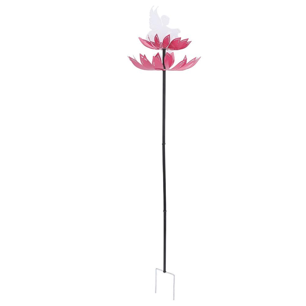 8 Stück 2 Blumen Windspiel Legierung Außenwindmühle Metallblumen Skulptur Außen Dekoration