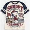 Snoopy Peanuts University Vintage Graphic T-shirt Retro College Raglan Striped Short Sleeve Kids Tee Unisex Summer Casual Tops