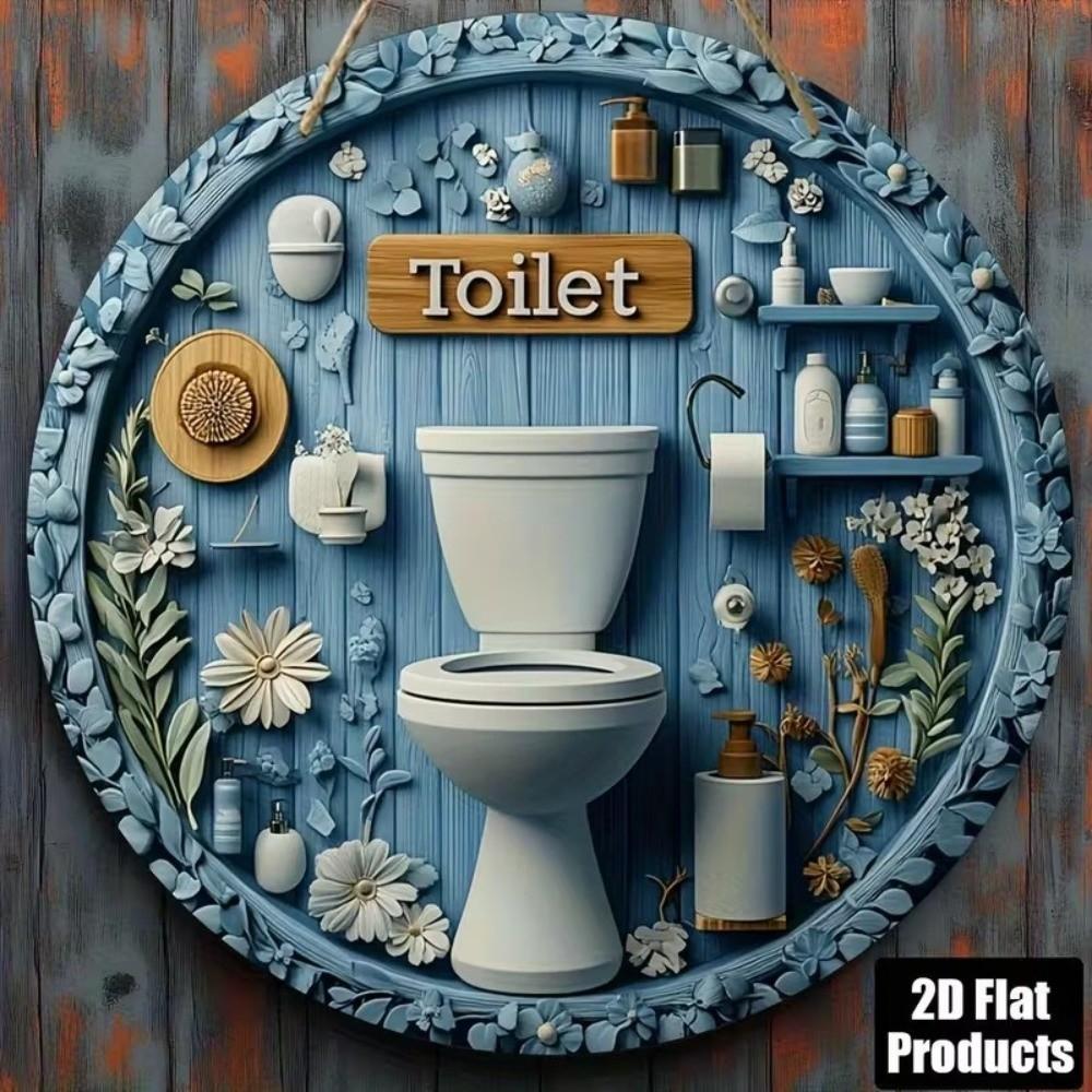 Wall Art Sign Circle Decor Plaque Hanging Pendant Toilet Decor Plate Home Decor