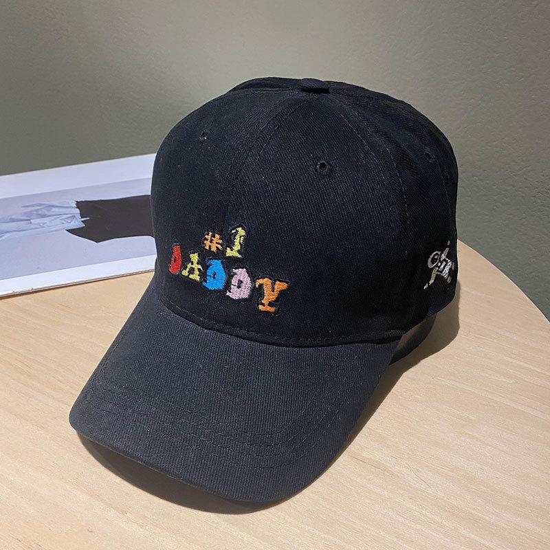 

Шляпа с большой головой для женщин весна и лето широкая шляпа мягкий верх бейсболка мужская бейсболка на четыре сезона красочная вышивка букв корейская версия 54-58CM