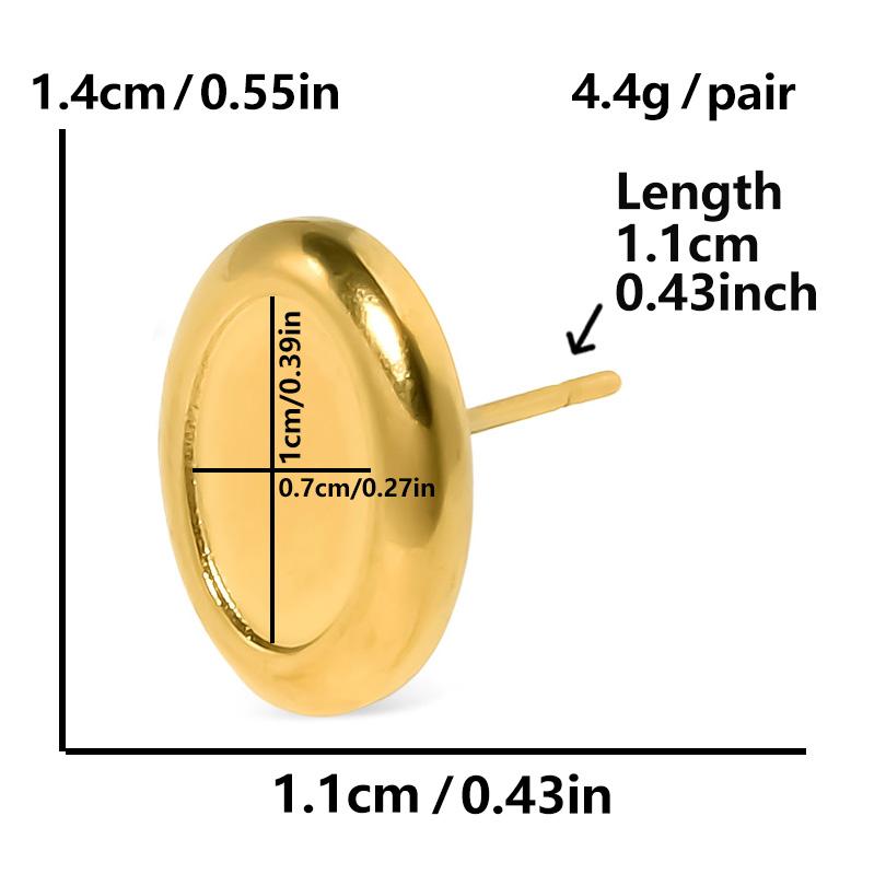 6pcs Real Gold Plated Geometric Round Oval Heart Blank Settings DIY Stone Enamel Crystal Stainless Steel Ear Studs For Women Men