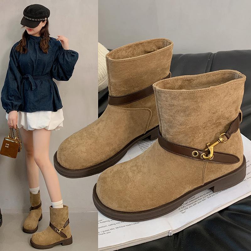 2025 Autumn New Retro Short Boots Casual Cowboy Western Boots Women's Shoes Martin Boots Women's Shoes Trendy Shoes Women's Boots M~