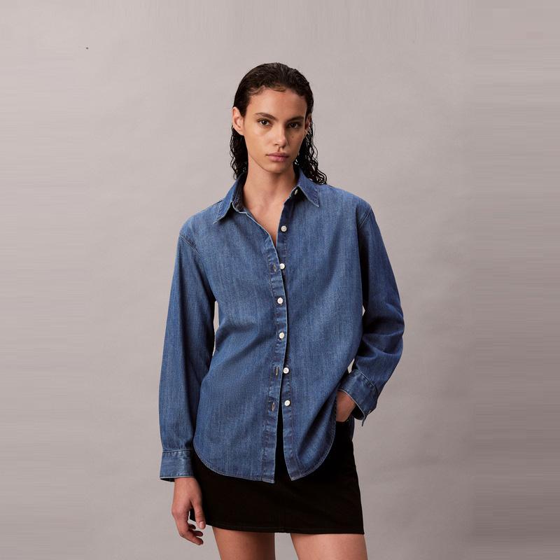 Calvin Klein Vintage Casual Commuter Loose Cotton Denim Shirt Women shirts 47D758G
