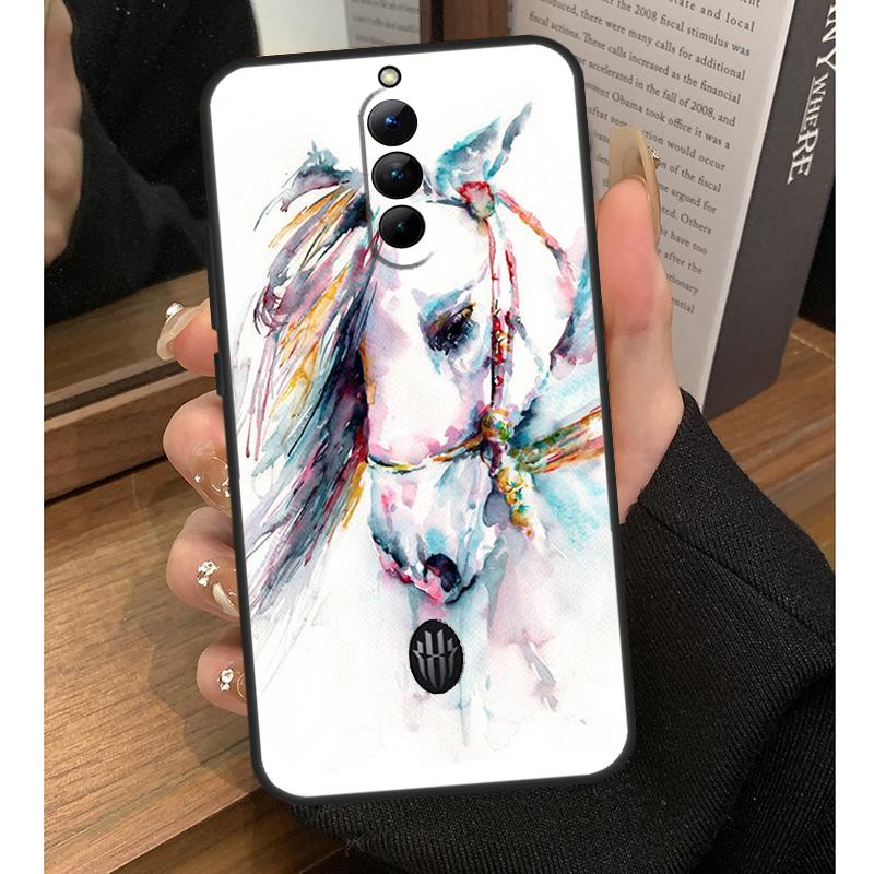 Horse Waterclour Case For Nubia Red Magic 8 9 10 Pro Plus 6 7 6S 7S Pro 5G 6R RedMagic 9S 8S Pro Plus Coque