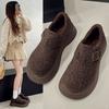 Thick-soled velvet Birkenstocks, small people increase in height in autumn and winter, muffin-soled warm cotton shoes