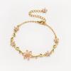 Adjustable Elegant Crystal Flowers Bracelet For Women Y2K Sweet Girls Pink Zircon Bracelets Luxury Designer Jewelry Gift