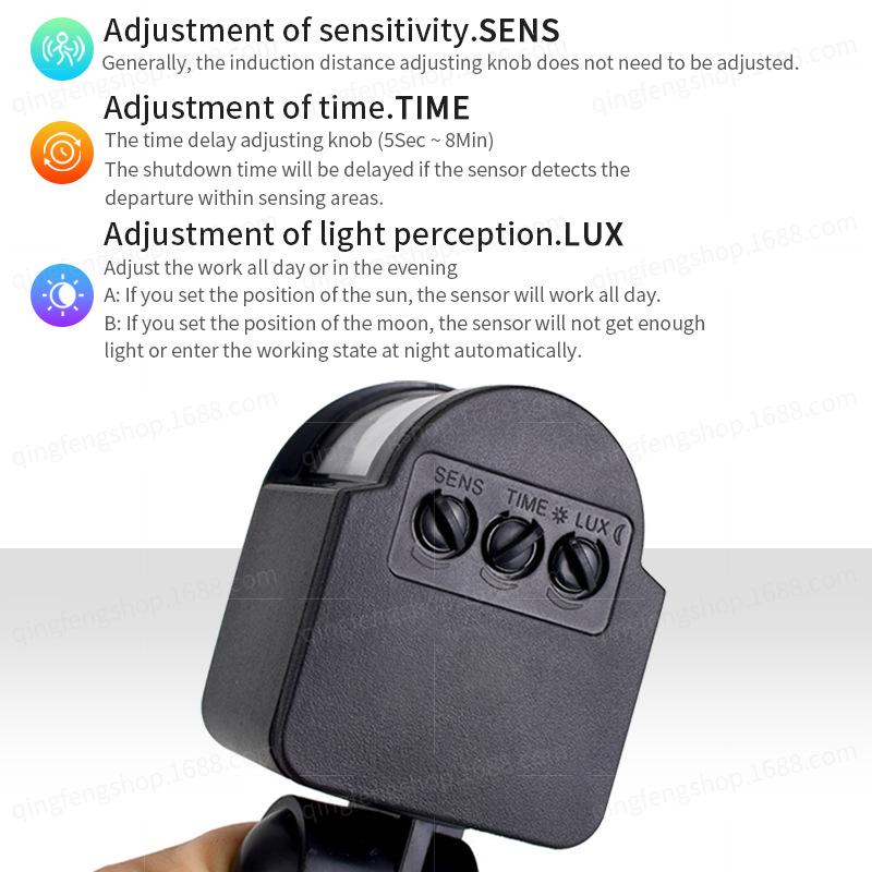 

180° Adjustable PIR Motion Sensor White Base 85-265V P806W