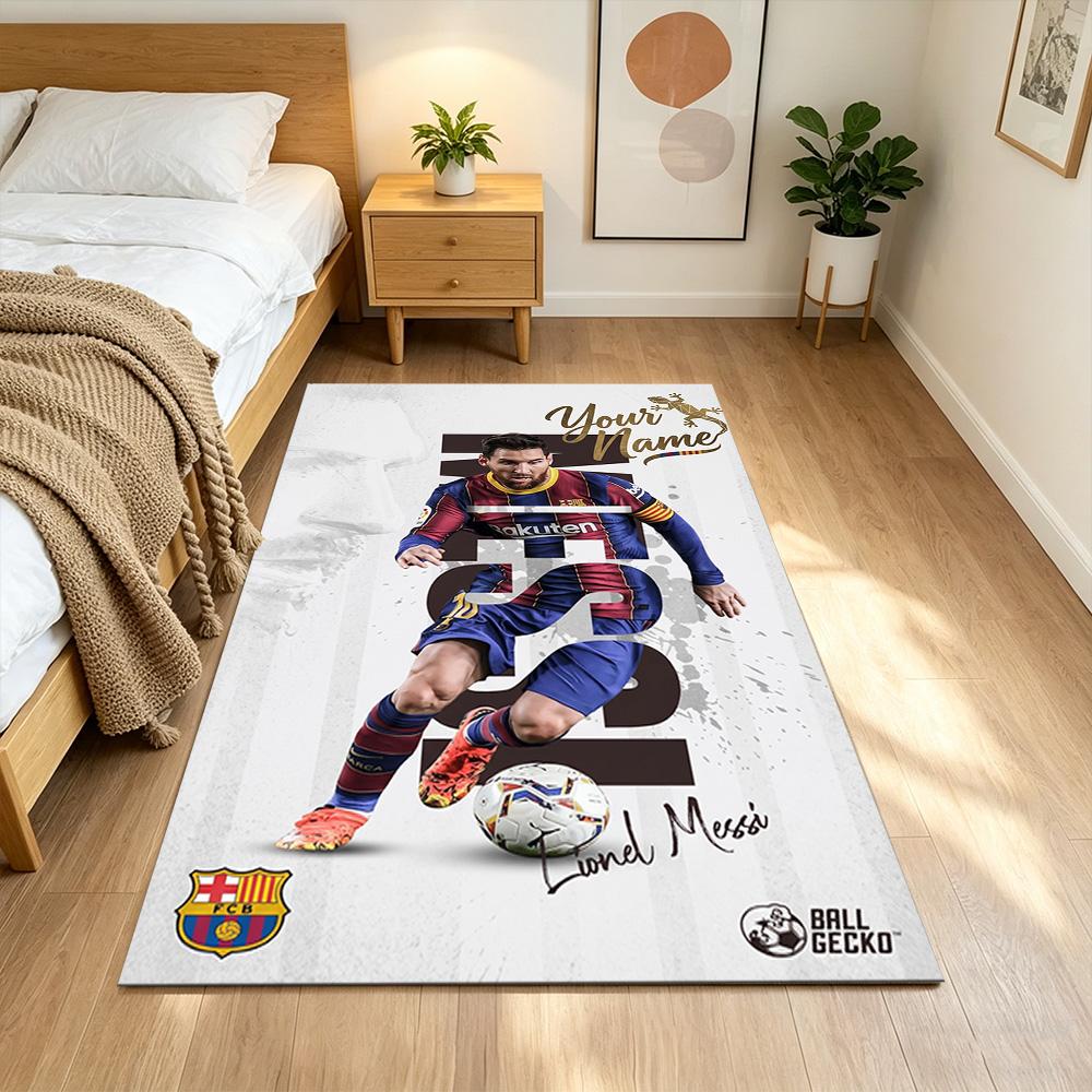 Football Messi Customize Your Name Floor Mat Design for Outdoor Study room Kitchen Decorate room Anti-slip Rug Office home decor Wedding Party Gift