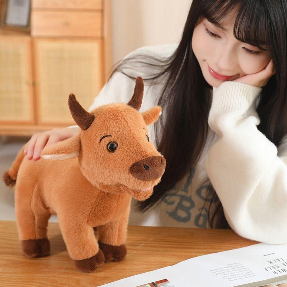 Stuffed Bull Cattle Animal Plush Doll Simulation Ox Cattle Stuffed Dolls  Birthday Gift